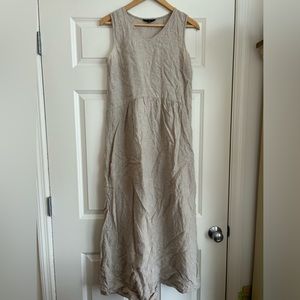 Lands End Linen Sundress Sleeveless size 4 small floor length tan